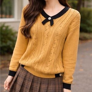 Vintage Cable Knit Sweater Preppy Academia Size Small